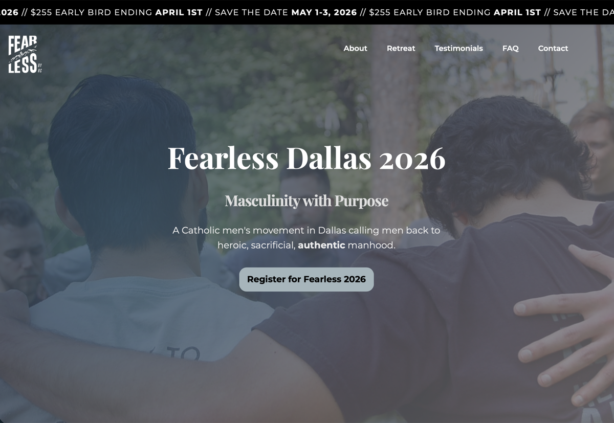 Fearless Masculinity Dallas page preview